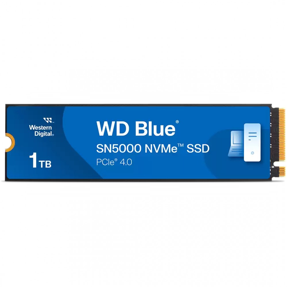 WD Blue SN5000 NVMe™ SSD 1TB (M.2 2280, PCIe Gen4 x4, 5,150MB/s Read, 4,900MB/s Write, 600 TBW, 3-Year Warranty). - View 1 WD Blue SN5000 NVMe™ SSD 1TB (M.2 2280, PCIe Gen4 x4, 5,150MB/s Read, 4,900MB/s Write, 600 TBW, 3-Year Warranty). - View 2 WD Blue S WD Blue SN5000 NVMe™ SSD 1TB (M.2 2280, PCIe Gen4 x4, 5,150MB/s Read, 4,900MB/s Write, 600 TBW, 3-Year Warranty). - View 1 WD Blue SN5000 NVMe™ SSD 1TB (M.2 2280, PCIe Gen4 x4, 5,150MB/s Read, 4,900MB/s Write, 600 TBW, 3-Year Warranty). - View 2 WD Blue S