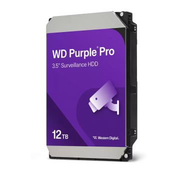 Western Digital WD Purple Pro 12TB 3.5 SATA 6Gb/s Surveillance Hard Drive, 7200 RPM, 256MB Cache, CMR Technology, Supports Up to 64 HD Cameras, Tarnish-Resistant Components, 550 TB/Year Workload