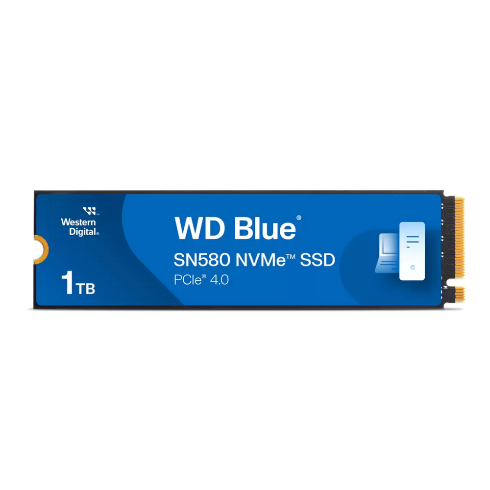 Western Digital WD Blue SN580 1TB M.2 2280 PCIe Gen4 x4 NVMe 1.4 Internal Solid State Drive, Up to 4150 MB/s Sequential Read, 4150 MB/s Sequential Write, 600K IOPS Random Read, 750K IOPS Random Write, 600 TBW Endurance, nCache 4.0 Technology