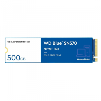 Western Digital WD Blue SN570 500GB M.2 2280 PCIe Gen3 x4 NVMe 1.4 Internal Solid State Drive, TLC NAND, Up to 3,500 MB/s Sequential Read, 2,300 MB/s Sequential Write, 360K IOPS Random Read, 390K IOPS Random Write, 300 TBW Endurance, 1.5M Hours MTBF Western Digital WD Blue SN570 500GB M.2 2280 PCIe Gen3 x4 NVMe 1.4 Internal Solid State Drive, TLC NAND, Up to 3,500 MB/s Sequential Read, 2,300 MB/s Sequential Write, 360K IOPS Random Read, 390K IOPS Random Write, 300 TBW Endurance, 1.5M Hours MTBF