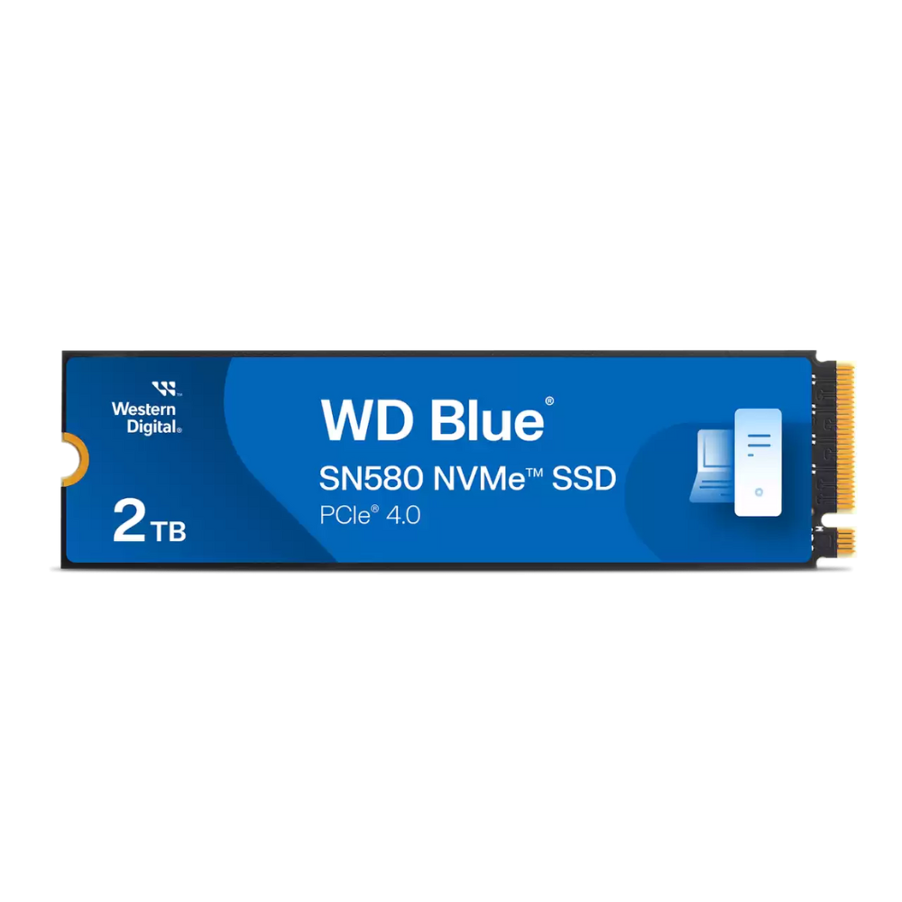 Western Digital WD Blue SN580 2TB M.2 2280 PCIe Gen4 NVMe 1.4 Internal Solid State Drive, Up to 4150 MB/s Sequential Read, 4150 MB/s Sequential Write, 900 TBW Endurance, nCache 4.0 Technology Western Digital WD Blue SN580 2TB M.2 2280 PCIe Gen4 NVMe 1.4 Internal Solid State Drive, Up to 4150 MB/s Sequential Read, 4150 MB/s Sequential Write, 900 TBW Endurance, nCache 4.0 Technology