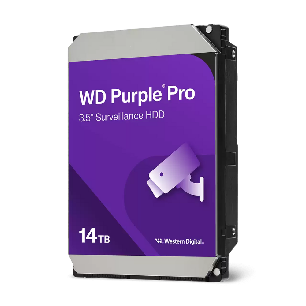 Western Digital WD Purple Pro 14TB 3.5 SATA 6Gb/s Surveillance Hard Drive, 7200 RPM, 256MB Cache, CMR Technology, Supports Up to 64 HD Cameras, Tarnish-Resistant Components, 550 TB/Year Workload Western Digital WD Purple Pro 14TB 3.5 SATA 6Gb/s Surveillance Hard Drive, 7200 RPM, 256MB Cache, CMR Technology, Supports Up to 64 HD Cameras, Tarnish-Resistant Components, 550 TB/Year Workload