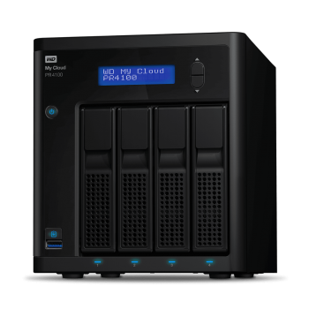 My Cloud Pro Series PR4100 - 0TB 4-Bay Diskless NAS Server (Black) with ARM a quad core Intel Pentium N3710 processor and 4GB  DDR3 RAM, Gigabit Ethernet, RAID 0/1/5/10 and JBOD Support, Hot-Swappable 3.5 Drive Bays, Full Volume Encryption, USB 3.0 Ports