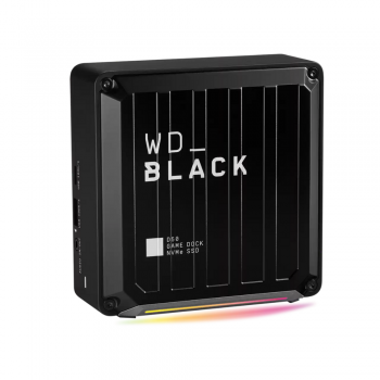 WD Black D50 Game Dock NVMe SSD 1TB (Black) with Thunderbolt 3 — Up to 3000MB/s Read and 2500MB/s Write Speeds, Dual Thunderbolt 3 Ports, DisplayPort 1.4, USB-C and USB-A 10Gb/s Ports, Gigabit Ethernet, RGB Lighting, 87W Laptop Charging